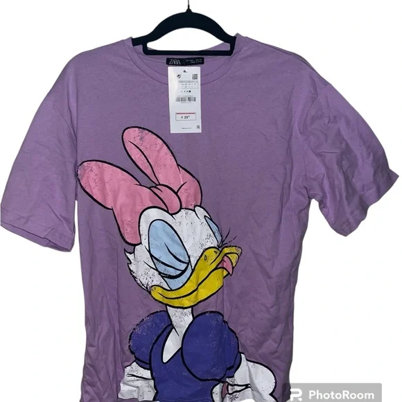 ZARA Lilac Tee with Daisy Duck Design - Picture 1 of 6